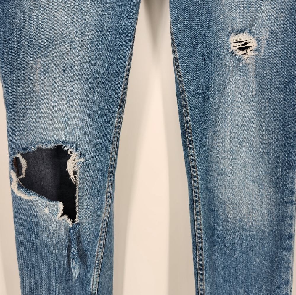 Free People We the Free High Rise Ripped Cropped Skinny Jean Fringe Hem 28 - Picture 5 of 14